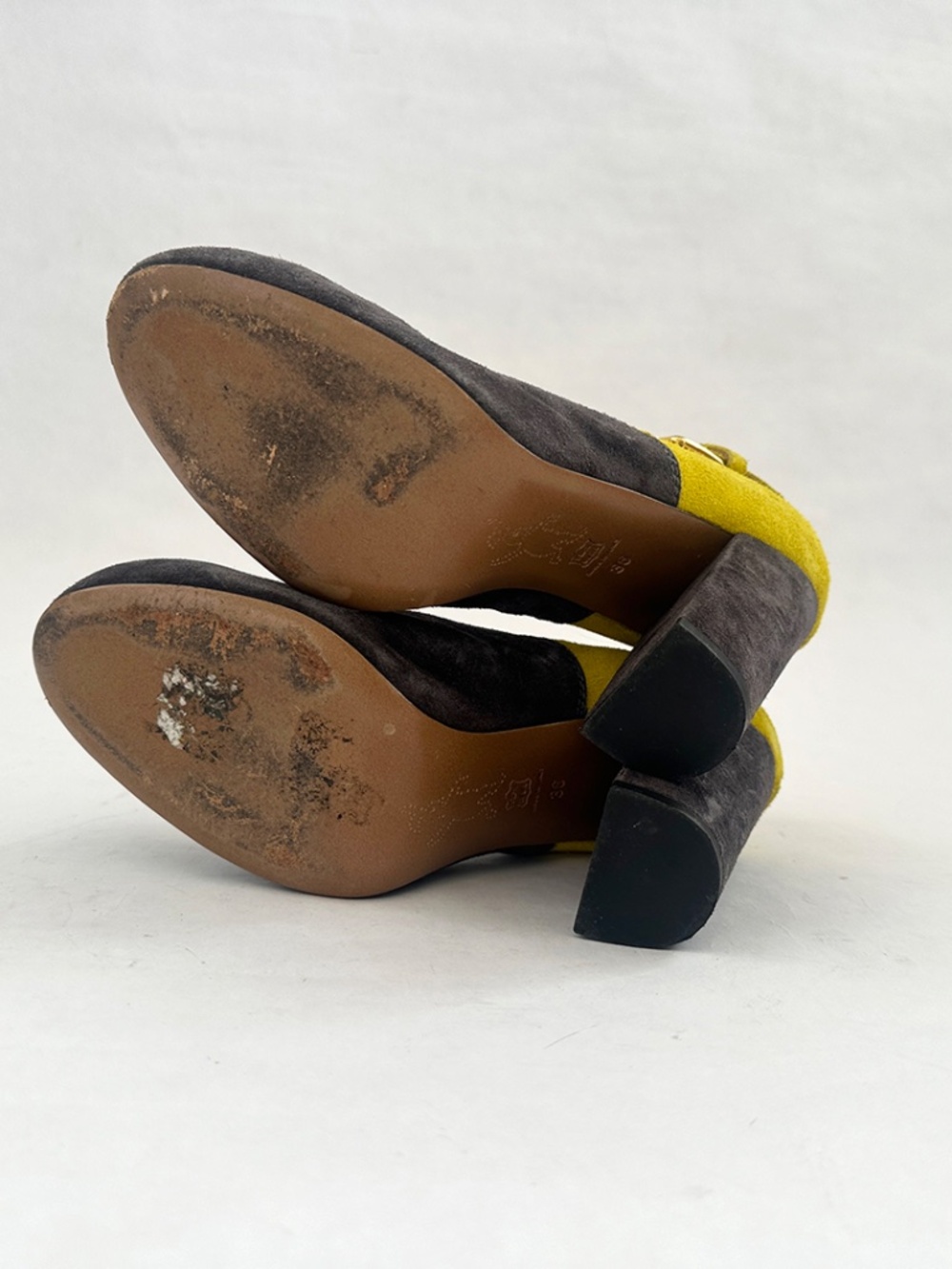 Marni vintage colorblocked yellow suede heels ankle boots 36 6 - Picture 9 of 10